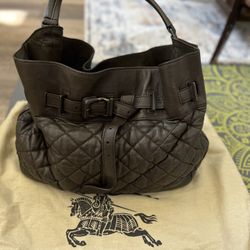 Authentic Burberry Quilted Enmore Super Soft Leather Bag