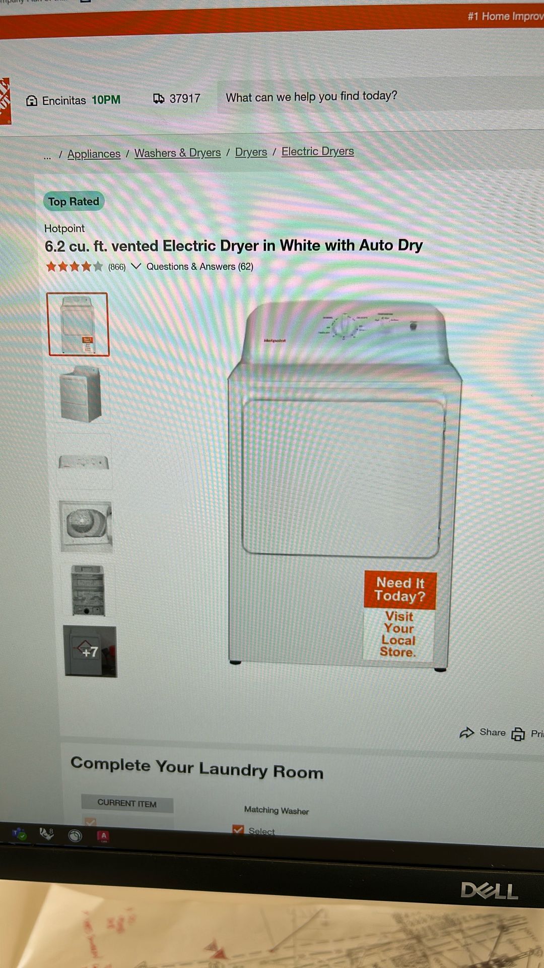 6.2 cu. Ft. Vented Electric Dryer - Free - For Parts Or Repair