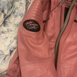 Harley Davidson Pink Label Size Large Leather Riding Jacket 