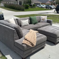 GREY MODERN STYLE COMFY STYLE SECTIONAL -W-OTTOMAN-FREE SAME DAY DELIVERY✅✅