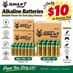 36-Pack AA & AAA Alkaline Batteries – Brand New – $10
