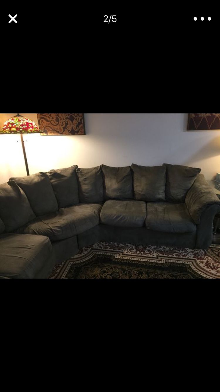 Olive Green Long Sectional Couch(NEED GONE ASAP)