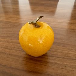 Marble Yellow Apple With Golden Stem Home Decor Paper Weight