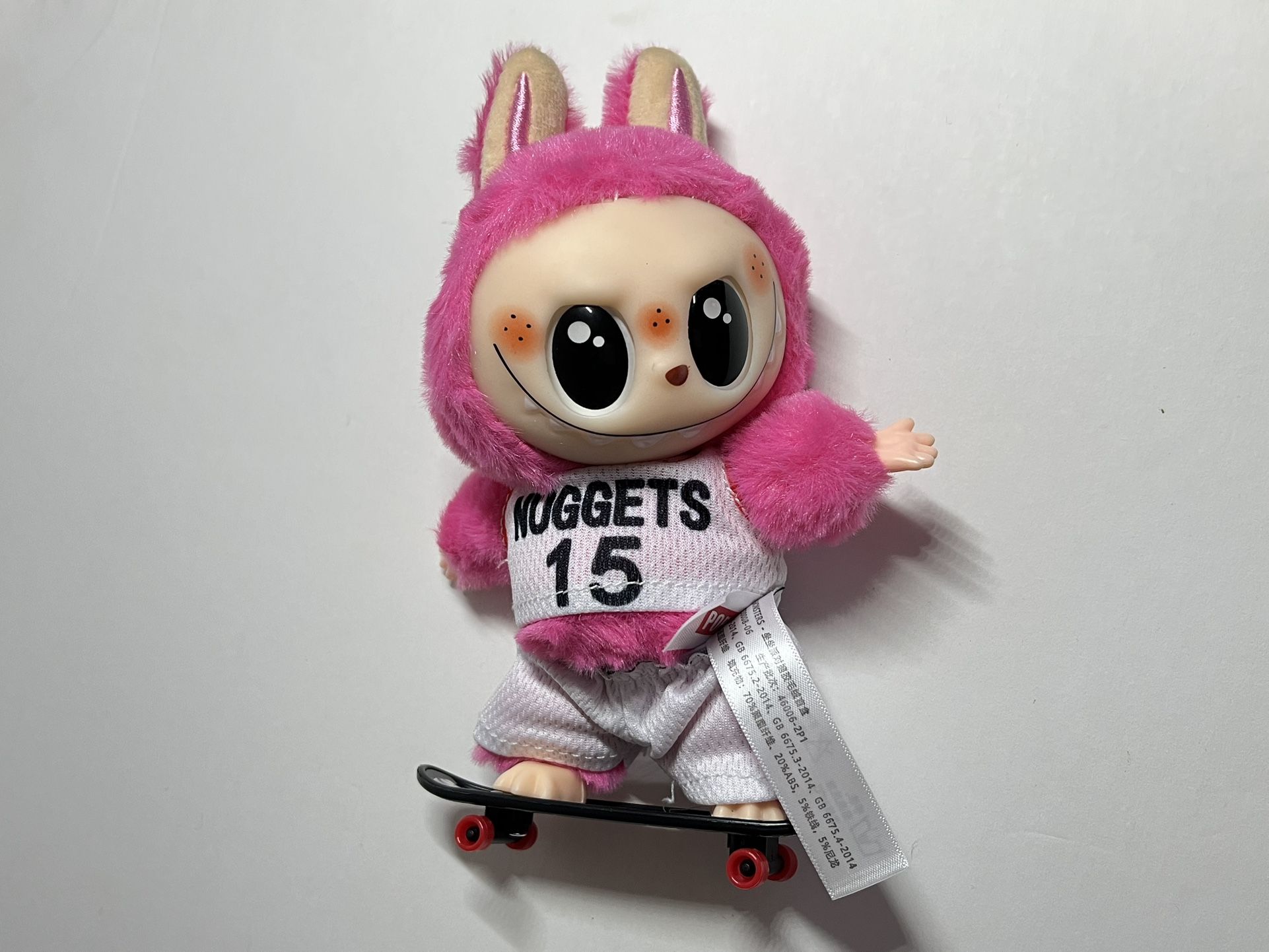 LABUBU Plush Monster Doll with Skate Boardd and Key Ring - Pink