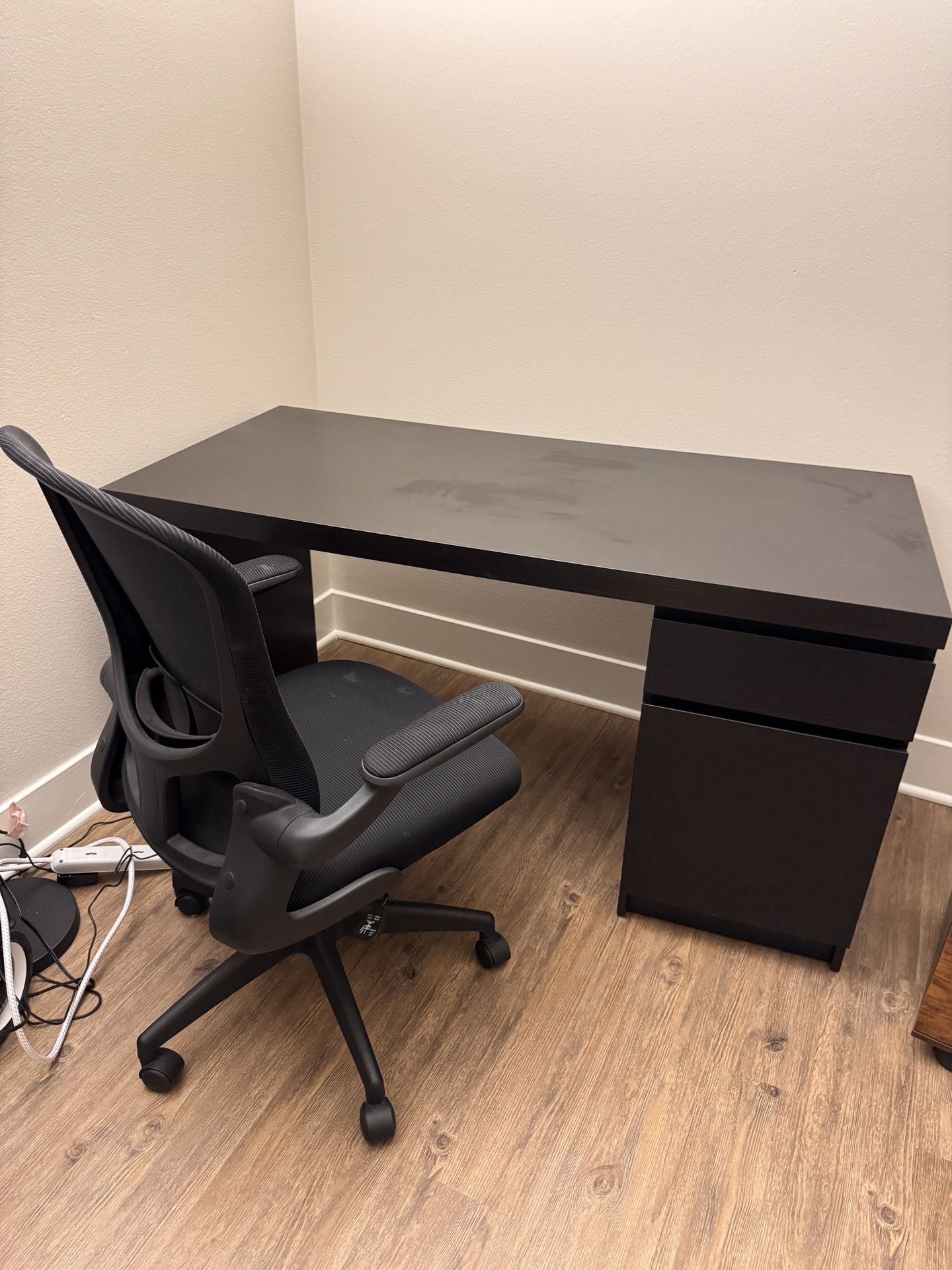 🪑 Black Desk with Drawer & Cabinet + Ergonomic Office Chair