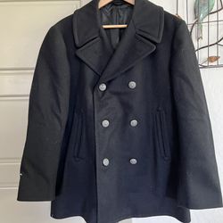 Vintage 1970’s Men’s US Navy Wool Peacoat, Overcoat, Navy, Size 40S, Named