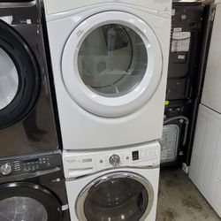 Whirlpool Front Loading Washer And Stackable Gas Dryer Set 