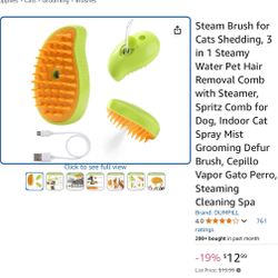 Steam Brush for Cats Shedding, 3 in 1 Steamy Water Pet Hair Removal Comb with Steamer, 