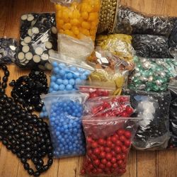 Jewelry Assorted Colored Beads and Colored  half pieces