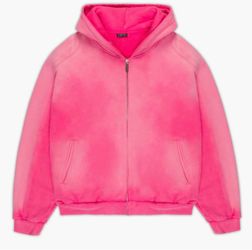 Sun faded Pink Zip Up Hoodie