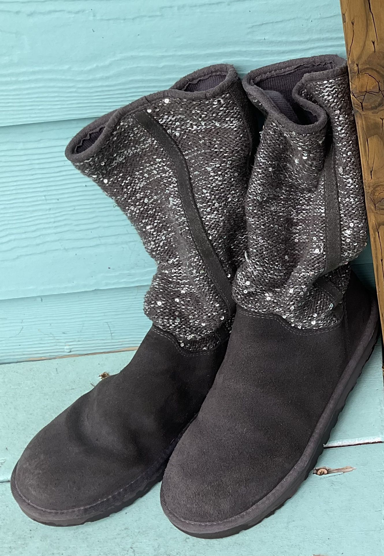 Sequined UGG Slouchy Knit Boots