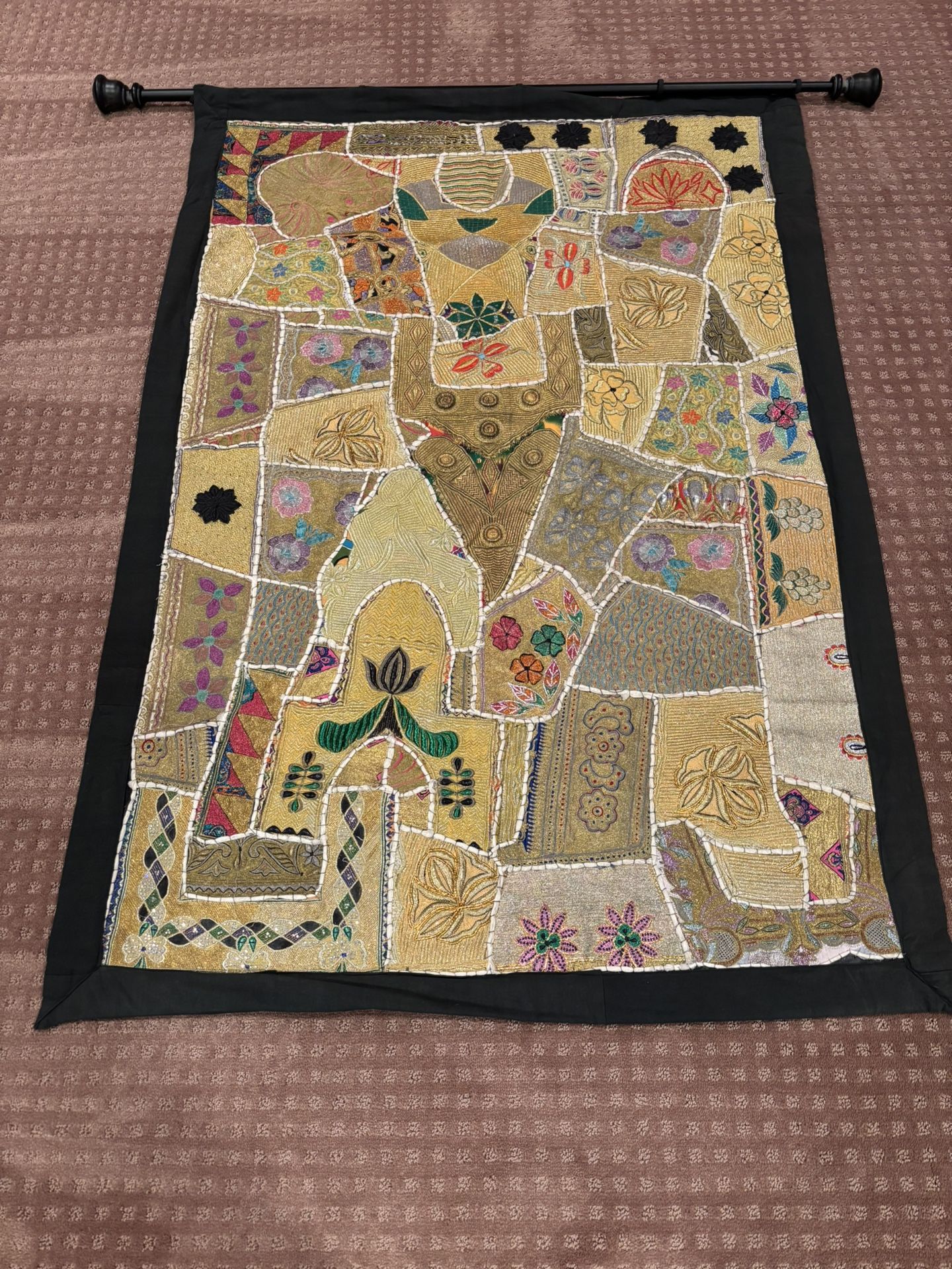 Beaded And Hand Embroidered Tapestry From India