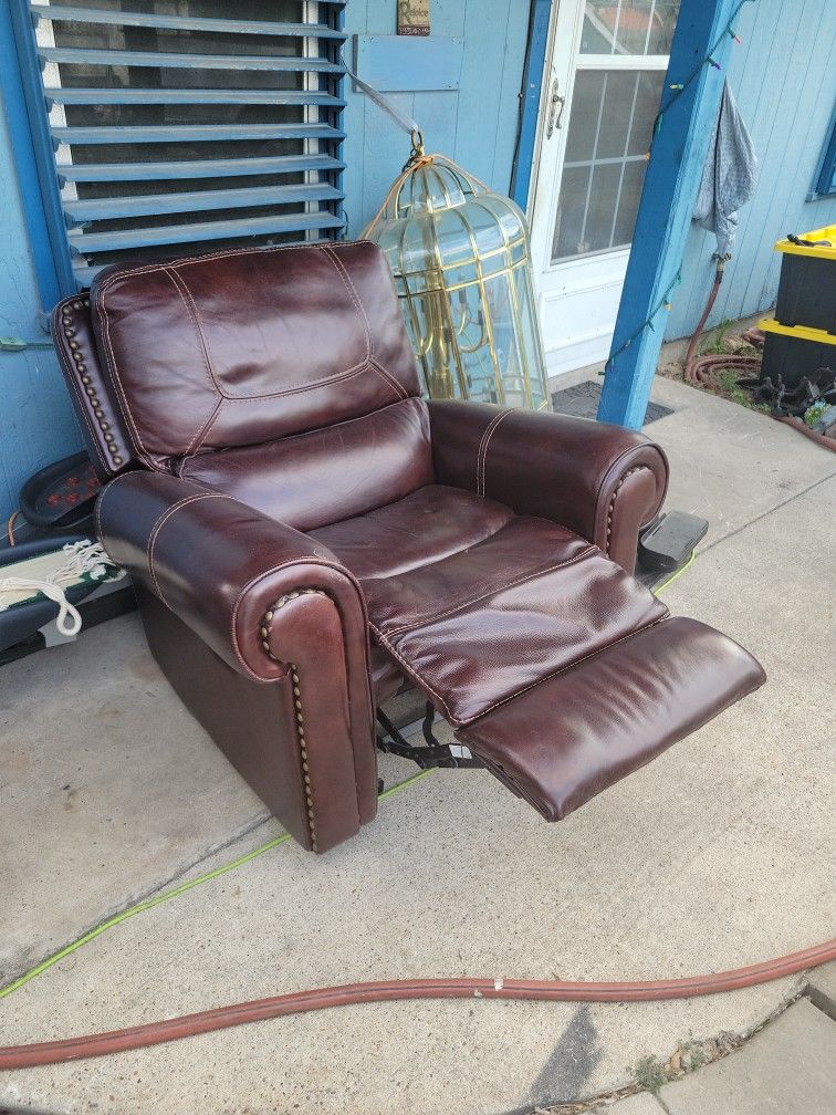 Large Brown Rocking Leather Recliner