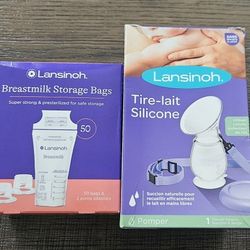 Lansinoh Silicone Breast Pump With A Set Of Milk Storage Bags