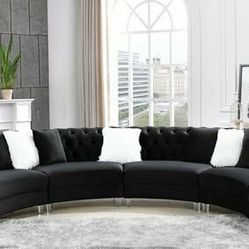 Fendi Black Velvet Sectional Sofa

