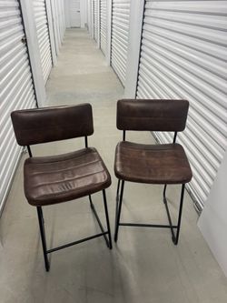 Brown Faux Leather Bar Stools – Set of 2