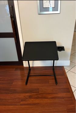 New Black TV Tray Table with Cup Holder