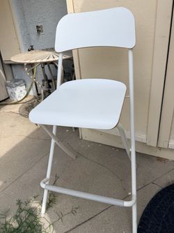 White Folding Bar Stool with Back