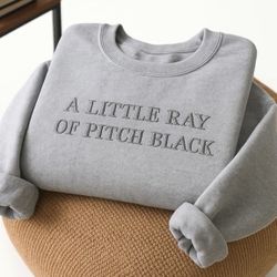 A Little Ray Of Pitch Black Tee Sweater Embroidery 