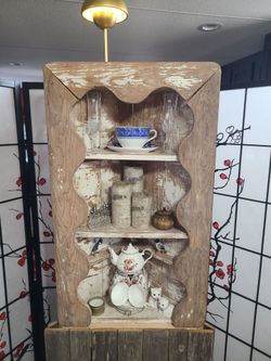 Distressed corner kitchen hutch