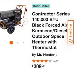 Contractor Series 210,000 BTU Black Forced Air Kerosene/Diesel Outdoor Space Heater with Thermostat