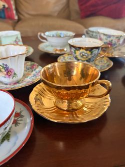 Gold Luster Teacup and Saucer Set (Royal Windsor) best offer