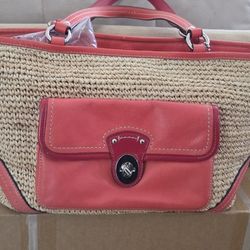 Coach Summer Wicker Bag with Orange accents 