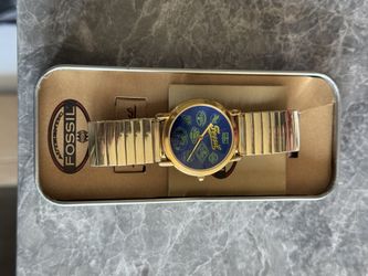Rare Polarized Face Vintage Worldwide 1994 Fossil Gold Watch