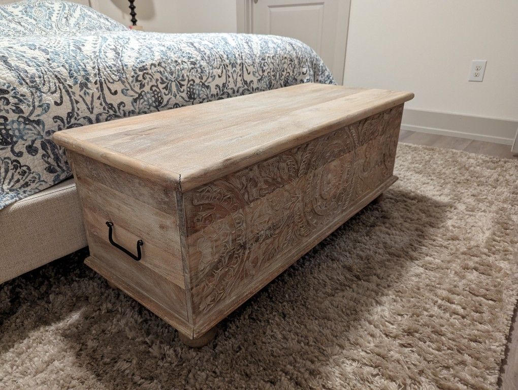 Carved Wood Storage Chest