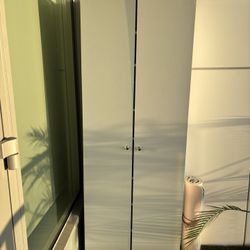 6ft Tall White Storage Cabinet with Wheels – Slim Closet Organizer, Adjustable Shelves 