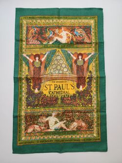 Vintage Ulster Weavers St. Paul’s Cathedral Mosaics Linen Tea Towel- Royal Queen