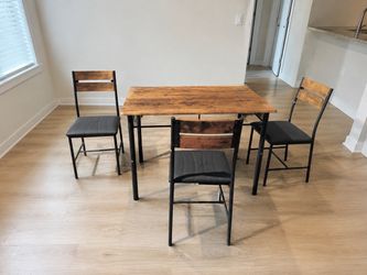 Industrial Dining Table Set with 3 Chairs