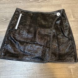 Glossy Black New Mini Skirt With Zebra Lining SZ 8