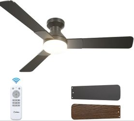 Amico 52 Inch Black Low Profile Ceiling Fans with Lights and Remote