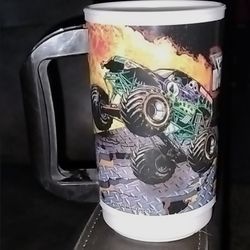 Monster Jam Mug, Grave Digger Truck Mug, Plastic Mug, Retro Style Cup.