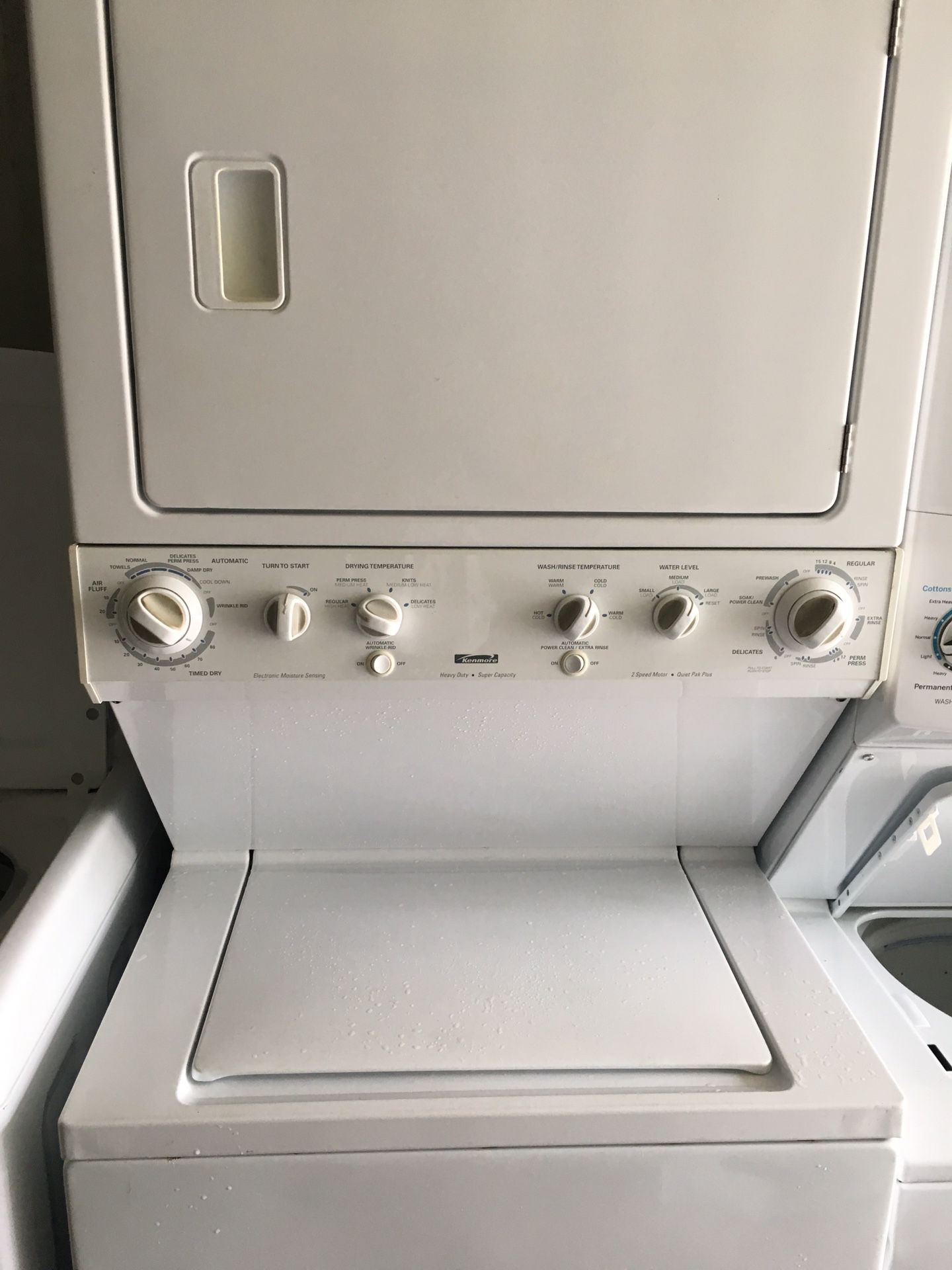 KENMORE BIG 27" STACKABLE COMBO WASHER AND DRYER PERFECT CLEAN ALL HOSES INC