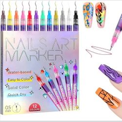 Nail Art 3D Pens Markers Kit - 12 Colors Quick Dry 0.5mm