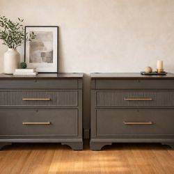 Set of 2 Large Cabinets / Nightstands / Dressers – Walter E. Smith – Urbane Bronze