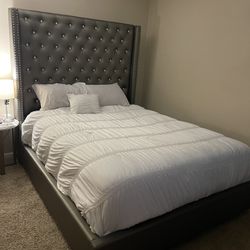 Moving and will not need this bed. Selling headboard and frame only!!! Mattress not included. Please be prepared to take bed apart with tools and PICK