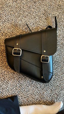 Willie & Max Black Motorcycle Swingarm Bag for Sportsters/Dual Shock Models - Nickel Buckle - Made in USA [59778-00]