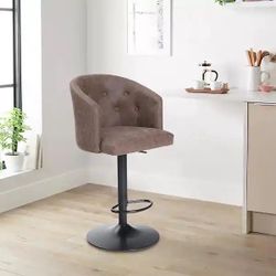 New Brown Adjustable Counter Height Swivel Bar Stool with Backrest and Footrest
