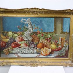 J Hungerford Smith Co  Antique Painted Tole Copper Tray Rochester New York