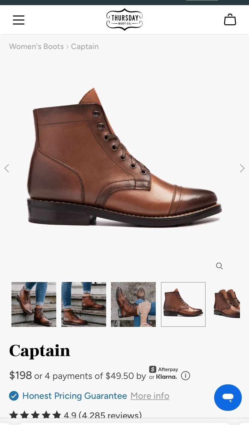 Thursday Boots “Captains” Handcrafted Leather size 10 Women’s