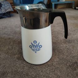 Corning Ware Blue Cornflower 6 Cup Stovetop Coffeepot Percolator


