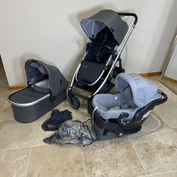 Uppababy Cruz V2 Stroller with Bassinet and Car Seat Grey