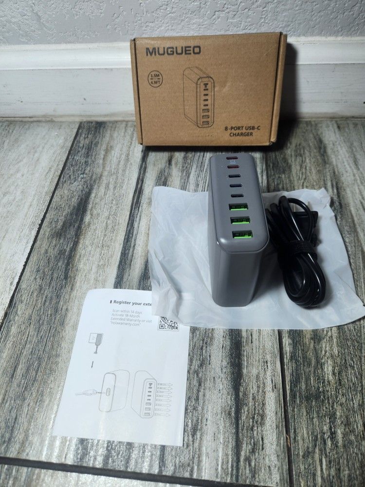 MUGUEO 265W USB C Charging Station, 8-Port Desktop Charger, 65W USB C Laptop Charger Compatible with MacBook Pro/Air, iPhone 14/13/Mini/Pro/13Pro Max/