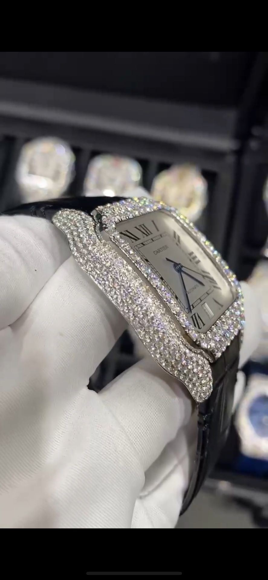 Custom Cartier Moissanite Watch (VVS1) - 100% REAL Moissanite