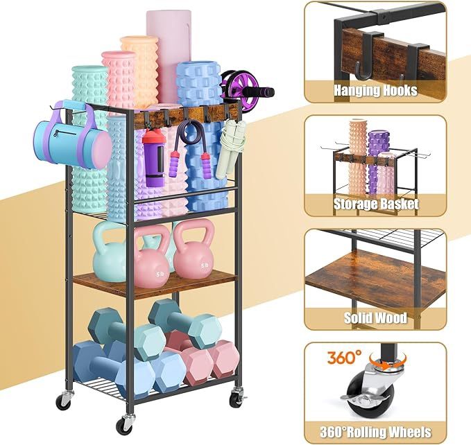 Exercise equipment storage organizing cart. New in open box.