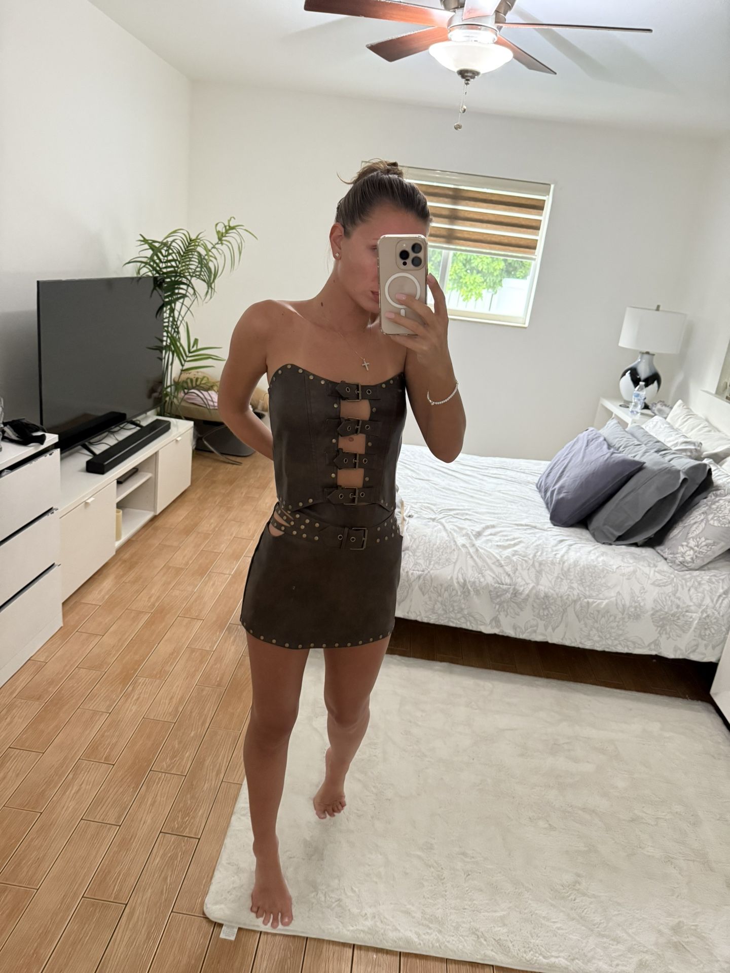 Leather Top And Skirt
