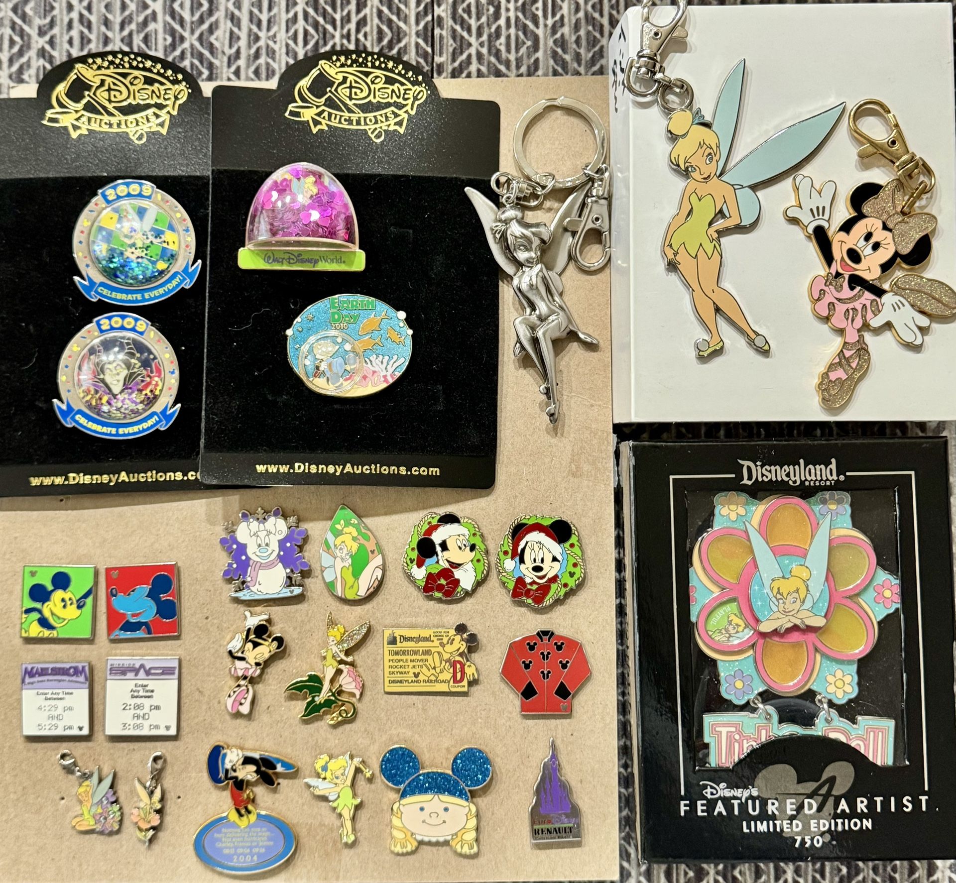 Disney Pins, Lanyard Medals, Charms, And A Keychain
